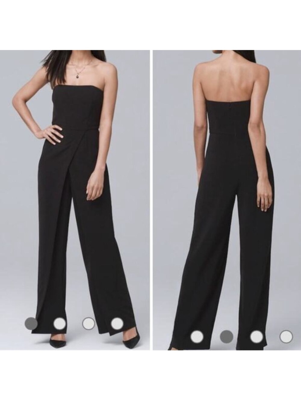 White House Black Market Black Strapless Wide-Leg Jumpsuit